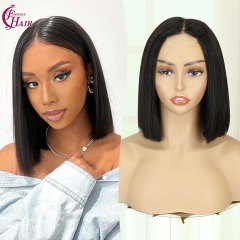 FH natural black double drawn 2x6 lace bob wigs 10inch human hair wigs
