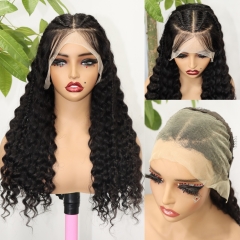 FH 26inch deep wave straight water wave braids human hair wig 13x4 ear to ear lace frontal wigs