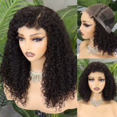 FH 12-20inch 5x5 glueless lace front wig C part pissy curly human hair