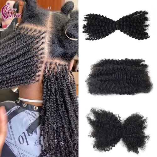 Afro kinky human hair bulk for mini twist, dreadlocs ,knotless bobo braiding 50g/pack