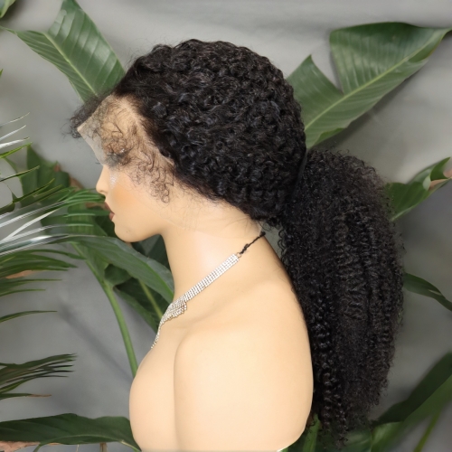 FH glueless 360 lace wig human hair kinky curly with invisible hidden drawstring strap