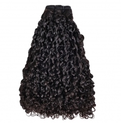 FH Double Drawn Pixie Curly Human Hair Bundle Weave Natural Black