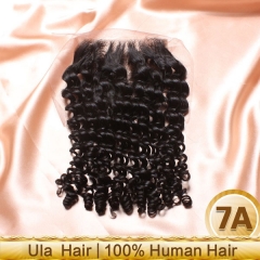 Ula Hair 13A Grade Kinky Curly Lace Closure High Quality Peruvian Virgin Hair Lace Closure Peruvian Human Hair Closure Kinky