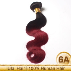 Ula hair 12-26 Inch #1b/99j Ombre Body Wave Remy Hair Weave 100g/bundle