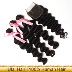 【13A 3PCS+ Closure 】Brazilian More Wave Virgin Hair 3pcs and 1pc Lace Closure Deal Human Hair Brazilian Hair Extensions