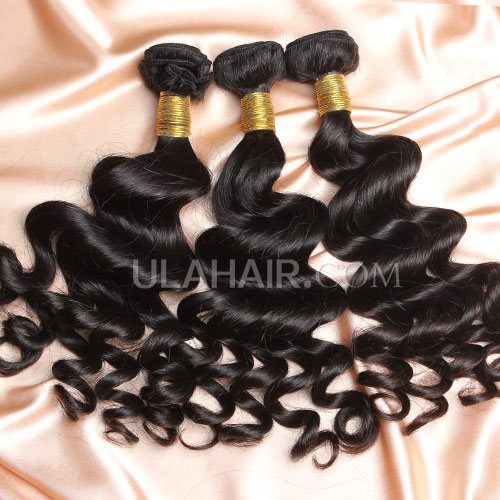 【14A 3PCS】 3 Bundles Deal Brazilian Virgin Hair Loose Curl Wavy 100% Human Hair