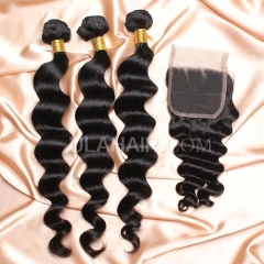 【14A 3pcs+closure】 Brazilian More Wave 3 Bundles & Lace Closure Free Shipping 12-32 inches