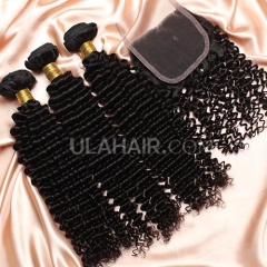 【14A 3pcs+closure】Peruvian Kinky Curly 3 Bundles & Lace Closure Free Shipping 12-32 inches