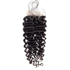 【12A】Malaysian Jerry Curl 4*4 Lace Closure Middle/Free/Three Part Natural Color Curly Human Hair