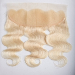 【13A】Free Shipping Lace Frontal Closure Body Wave 613# Blonde Color  Virgin Hair 13x4 Top Closure Human Hair