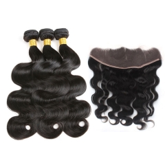 【13A 3PCS+Frontal】 Body Wave Peruvian Human Hair Virgin Hair 3pcs Bundles and Lace Frontal Closure Peruvian Hair