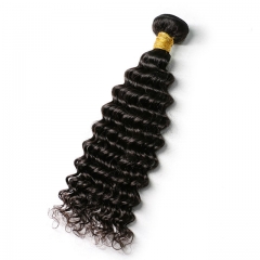 【13A 1PCS】Brazilian Deep Wave Human Hair Virgin Hair Bundles Natural Black Color