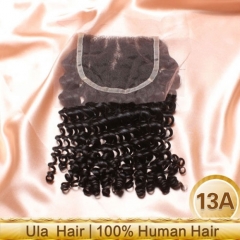 Ula Hair 13A High Quality Malaysian Closure Malaysian Virgin Hair Kinky Curly Lace Closure Unprocessed Human Hair