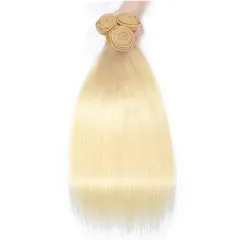 【12A 3PCS】#613 Peruvian Straight 3pcs Hair Bundles 100% Human Hair  Blonde Straight Hair Extension Free Shipping