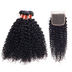 【12A 3PCS+ 4*4 Closure】Fast Shipping Malaysian Deep Curl Virgin Human Unprocessed Hair Bundles 3pcs with 4*4 Lace Closure Human Virgin Hair Free Shipp