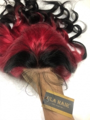 13x4 Red Black Mix Color 99J/1B# Ombre Lace Wig 150% Density Loose Wave Lace Front Wigs Virgin Human Black/Burgundy Color Human Hair Wigs Customize in