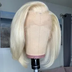 【In Stock】13A 180% Density 13x4 Straight 613# Blonde Lace Front BOB Wig Short BOB Virgin Human Hair 13x4 frontal Lace Wigs ULW13