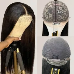 【Middle Part】13A 150% Density T Part Lace Frontal Wig Natural Black Virgin Human Hair Lace Wigs Customed 7 Days ULW36