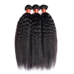 【12a 3pcs】Ulahair Kinky Straight Hair Bundles|Brazilian Hair Weave For Sew In Hairstyle Free Shipping