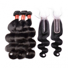 【12A 3PCS/2PCS+2*6 Closure】Ulahair Peruvian Hair Bundles With 2*6 Lace Closure Body Wave Sew Ins With Closures Free Shipping