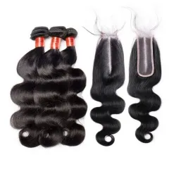 【12A 3PCS+ 2x6 Closure】Hair Bundles 3pcs+2*6 Lace Closure Bundles With Closure And Body Wave Hair