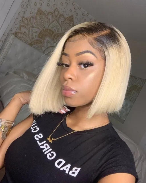 Blonde wig with black roots