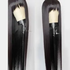 【New Bangs Lace Wig】13A Human Hair Bangs Wigs Long Straight Hair With 250% Density Full Machine Made Wig/ 6inch Deep Lace Wig ULW37