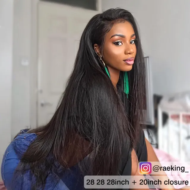 long straight hair side part sew-in