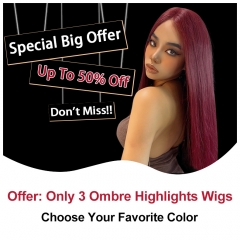 Special Offer: Up To 50% Off 13x4 Lace Frontal Wigs Ombre Mix Highlights Color Wigs Limited Sale ULA11