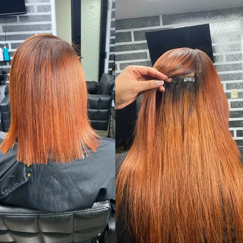 tape in hair extensions before and after