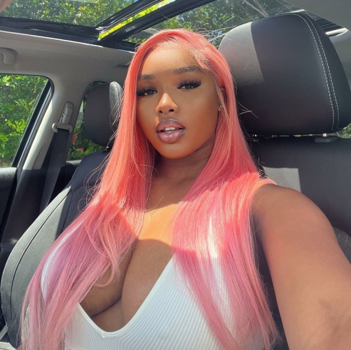 New In】13A Pink Color 13*4 Transparent Lace frontal Wig 180