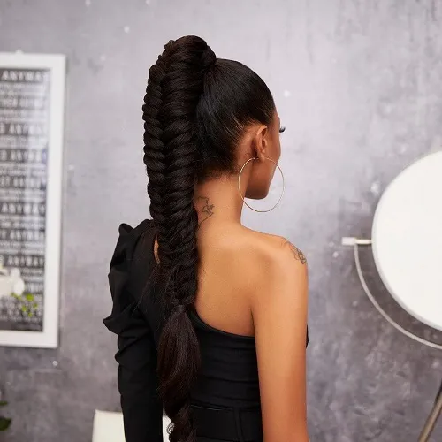 fishtail braid ponytail