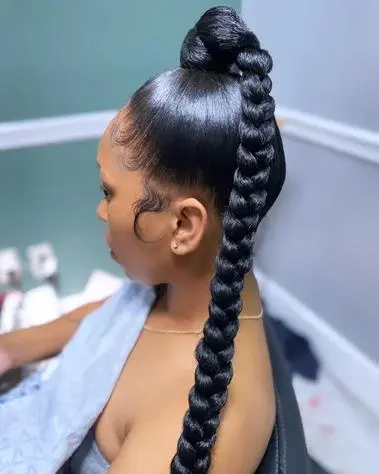 sleek jumbo braided ponytail
