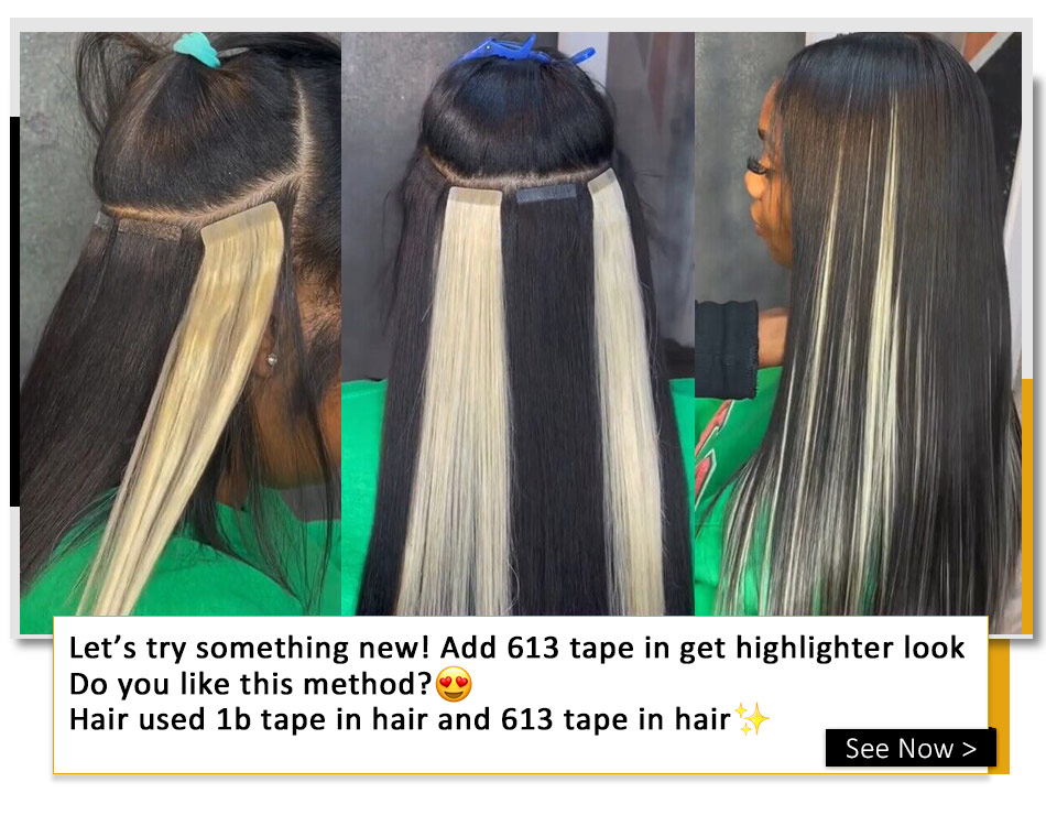 ombre highlight tape-in hair