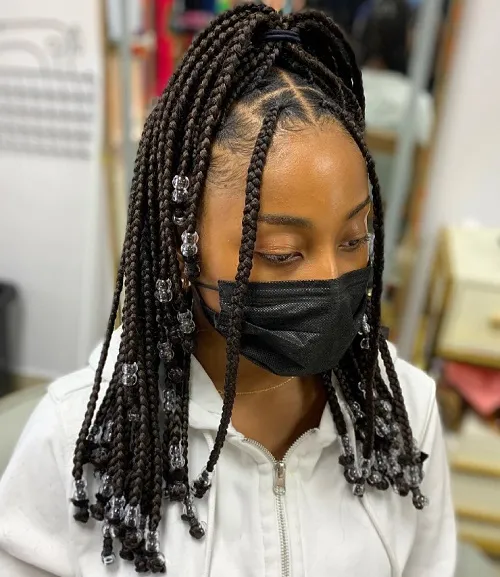 half up half down knotless braids