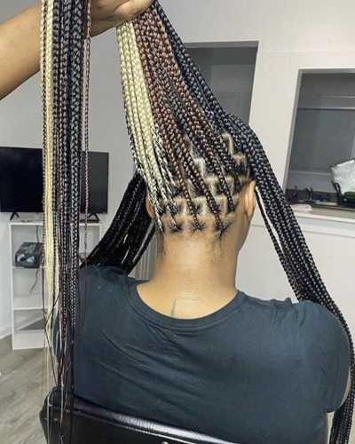 slime green knotless inspo  Peekaboo hair, Peekaboo hair colors, Braided  hairstyles for black women