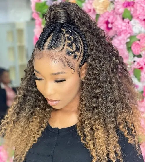 ponytail with braids in the front