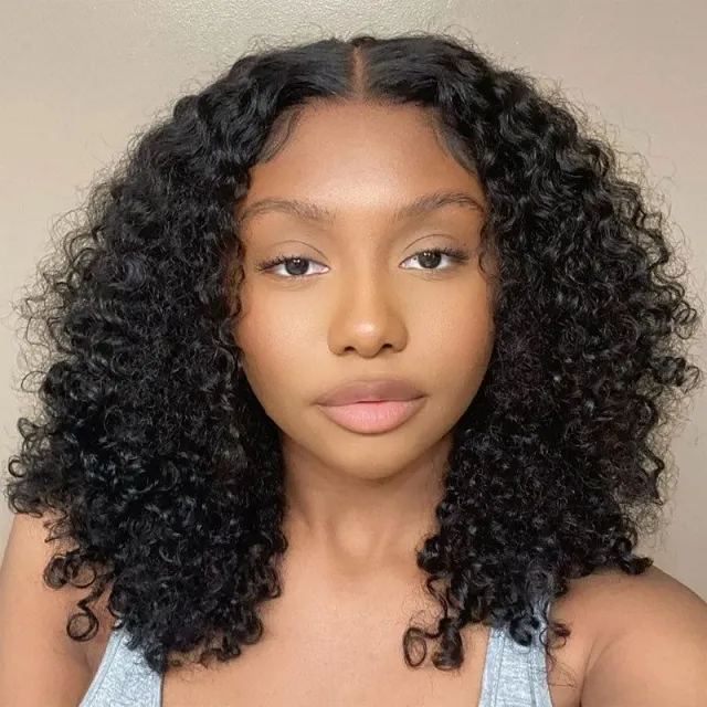 curly hair human hair wig glueless bob wig