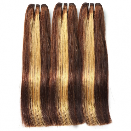 【Super Double Drawn】Colored Bone Straight Hair weave 12A High-Quality Virgin Human Hair Bundles ULH138
