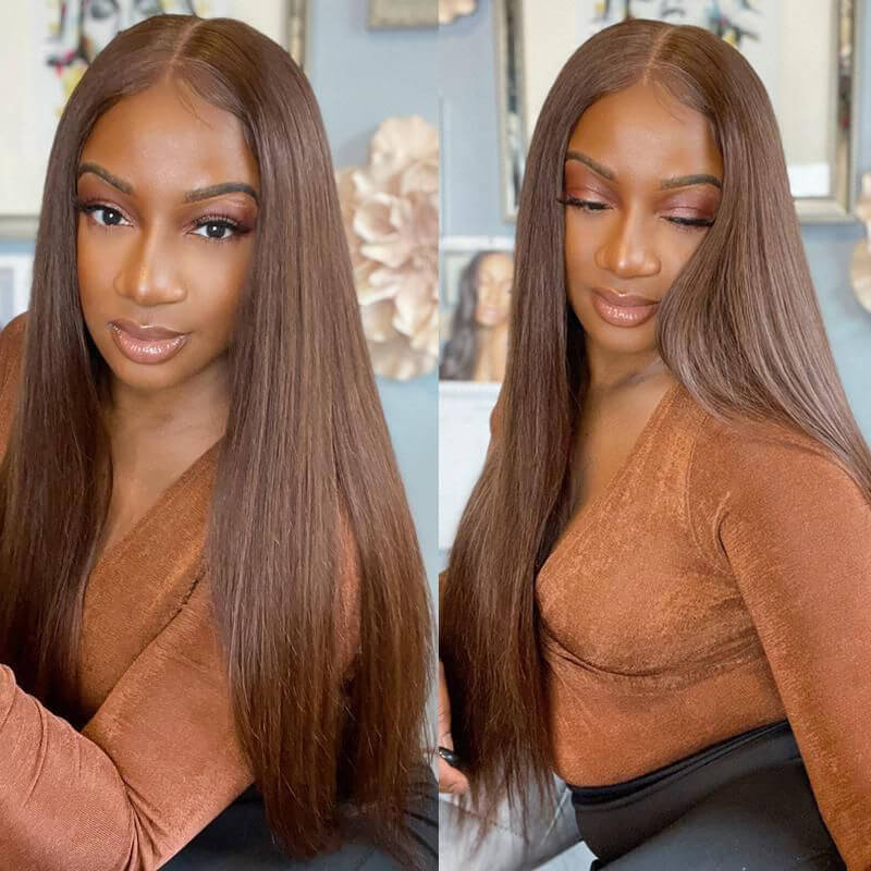 brown silky straight hair