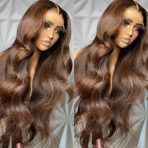 【New In】13A Chocolate Straight/ Body Wave 13*4 Lace Frontal Wigs 180% or 250% Full-Max Density Chocolate Color Lace Frontal Wig