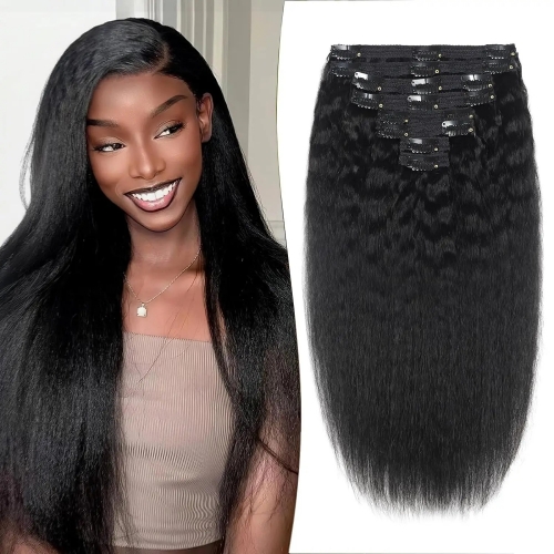 Clip In 】120g 8 sets Clip In Human Hair Extensions Natural  display picture 2