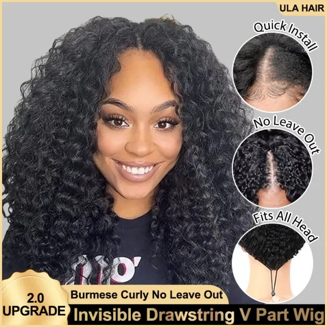 burmese curly v part wig
