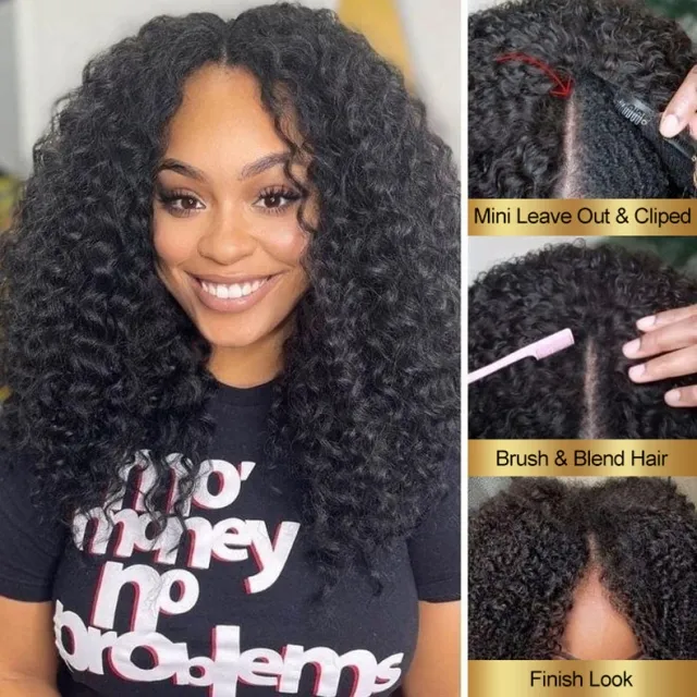 human hair v part wig