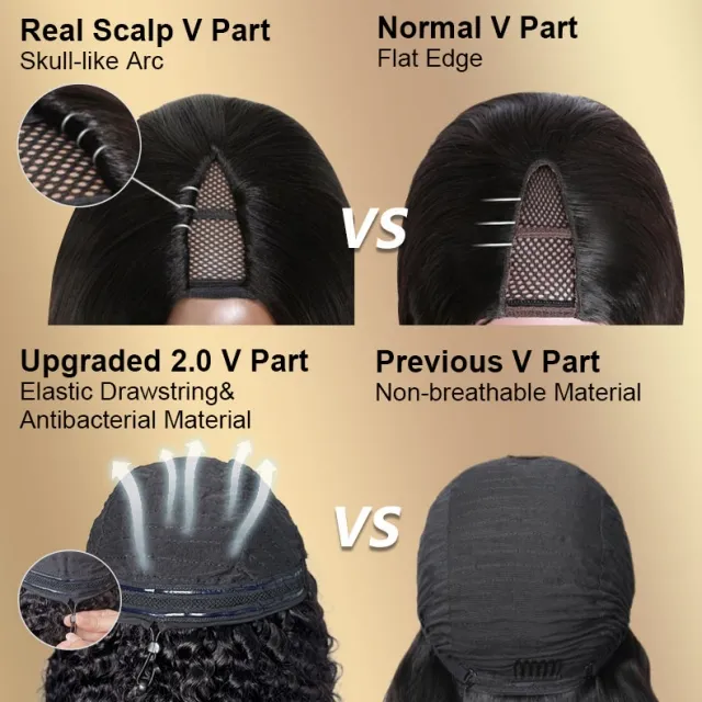 drawstring v-part wig