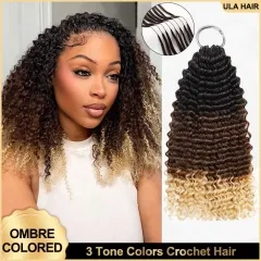 【3 Tones Colored Feather Crochet Hair】#T1B/30/27 #T1B/30/613 #T1B/30/350 Color Micro Ring Loop Crochet Human Hair Extension 5pcs/pack (150g) ULH255