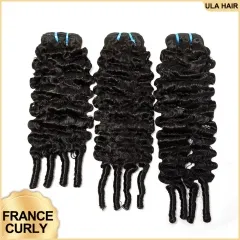 【3PCS France Curly】Ulahair France Curly Bundles 3pcs Human Hair Extension Fast Shipping Hair Weave Sew In ULH247