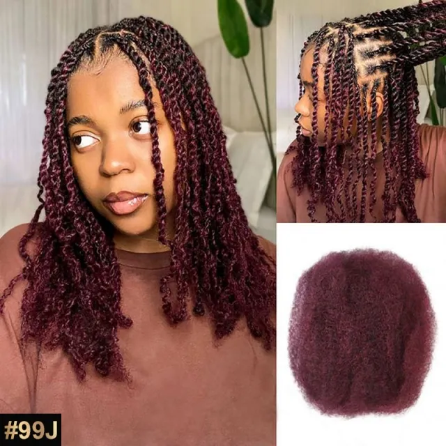 burgundy afro kinky bulk human hair 