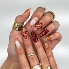 MAPLE SYRUP Press-On Nails Manicure Kit Long-Lasting Fake Nails with Glue File Prep Pad 