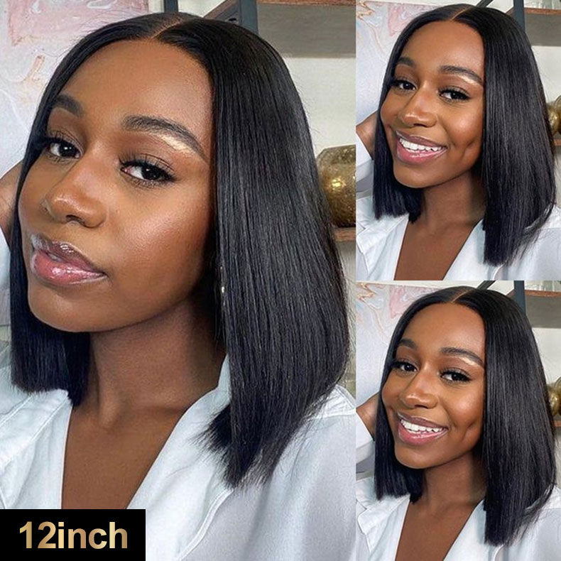 Bone Straight】#1B 5*5 Lace Closure Bob Wig Super Double